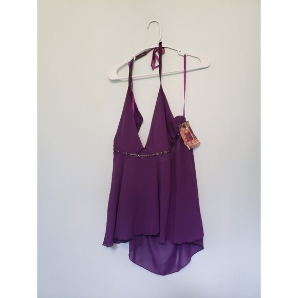 Dreamgirl Womens 3X / 4X Lingerie Top Purple Studded Sheer Babydoll V Neck NWT